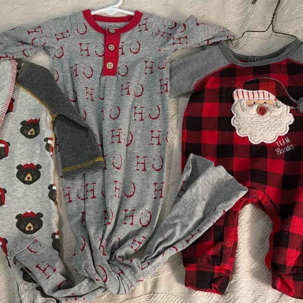 Bundle of 3 Christmas Baby Sleepers 0-3M